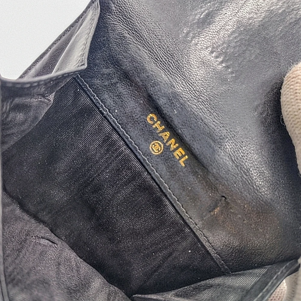 Authentic Chanel Black Logo Caviar Wallet